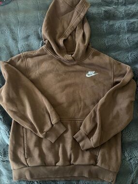 Nike Brown Hoodie with White Swoosh Logo